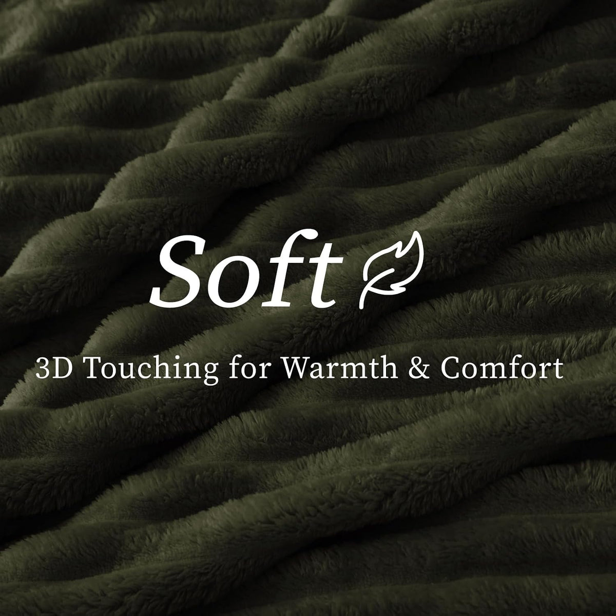 BEDELITE Ribbed Olive Green Throw Blanket for Couch, 50"x60"