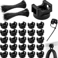 225 PCS Magnetic Cable Ties Set, 22mm Magnetic Zip Tie Mount with 200Pcs Cable Ties, 25 Magnetic Cable Holders & 200 Zip Ties for Cables, Wires, Cords, Hoses