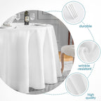 VidaFete Classic Series 10 Pack 120inch Round Polyester Table Cloth, White