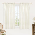 LAMIT Cream Linen Curtains 54 Inch Length 2 Panels, Light Filtering Faux Linen by LAMIT