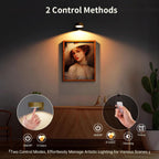 3 Pack Picture Lights for Wall, Rechargeable Battery Operated wall lights, Picture Frame lights with 3 Lighting Modes, Wireless Magnetic Painting Light with Remote Control Timer (Golden, 3 Pack)