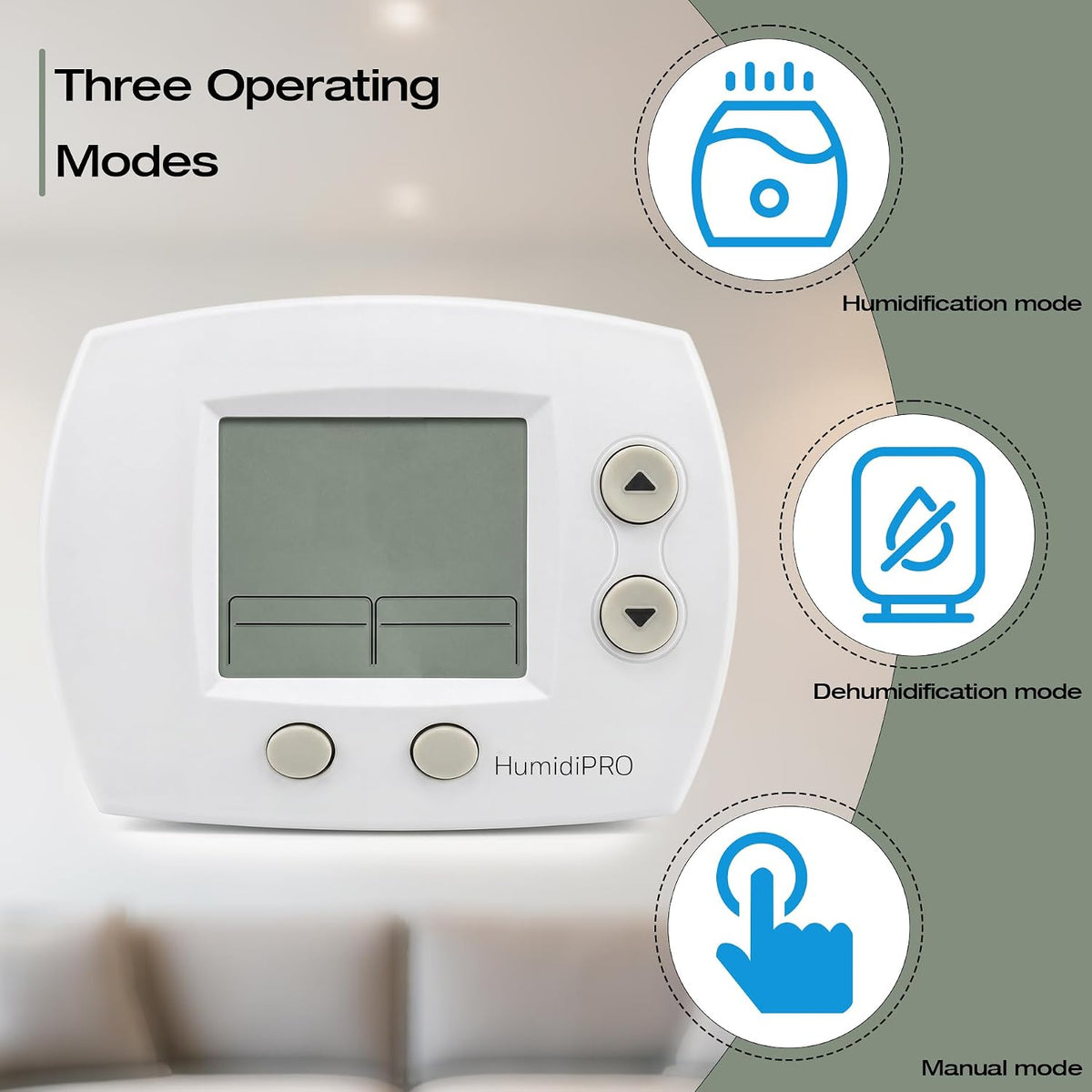 H6062 Programmable Digital Humidity Controller with Automatic Window Frost Protection, Manual and Dehumidify Modes, for Whole-Home Humidifier or Dehumidifier, Backlit Display