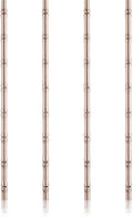 Viski Stainless Steel Cocktail Straws - Reusable Copper Bamboo Tiki Straws- Eco-Friendly Bamboo Finish Metal Drinking Sipper 9.5 Inch, Set of 4