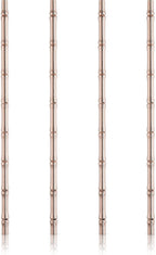 Viski Stainless Steel Cocktail Straws - Reusable Copper Bamboo Tiki Straws- Eco-Friendly Bamboo Finish Metal Drinking Sipper 9.5 Inch, Set of 4