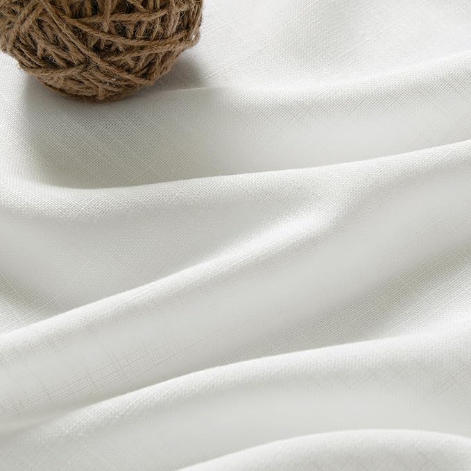 Nanspring Ivory Linen Back Tab Curtains 94 Inch Length - Image 5