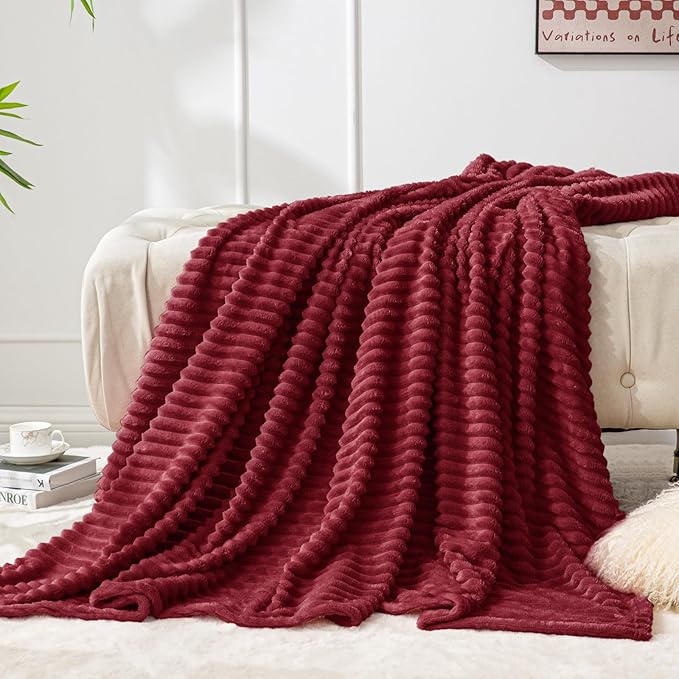BEDELITE Fleece Throw Blanket for Couch – 3D Ribbed Jacquard Soft and Warm - Image 7