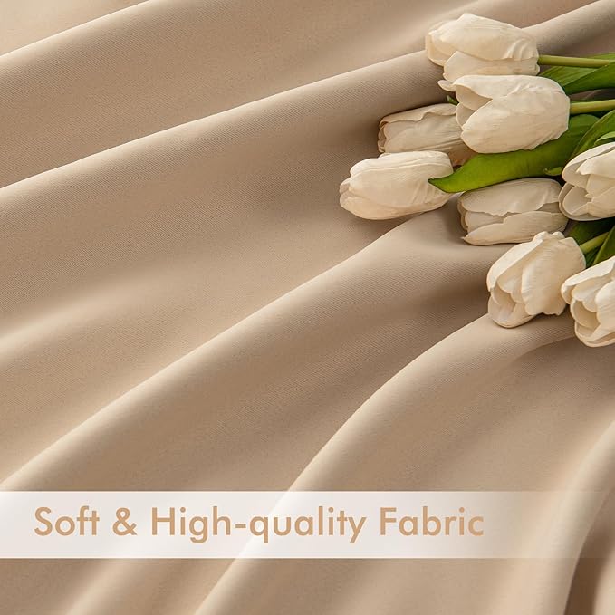 MIULEE Back Tab Beige Curtains 108 Inch Long 2 Panels Set - Image 6