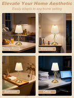 Cordless Table Lamp, Small Gold Bow Night Light, LED Rechargeable
