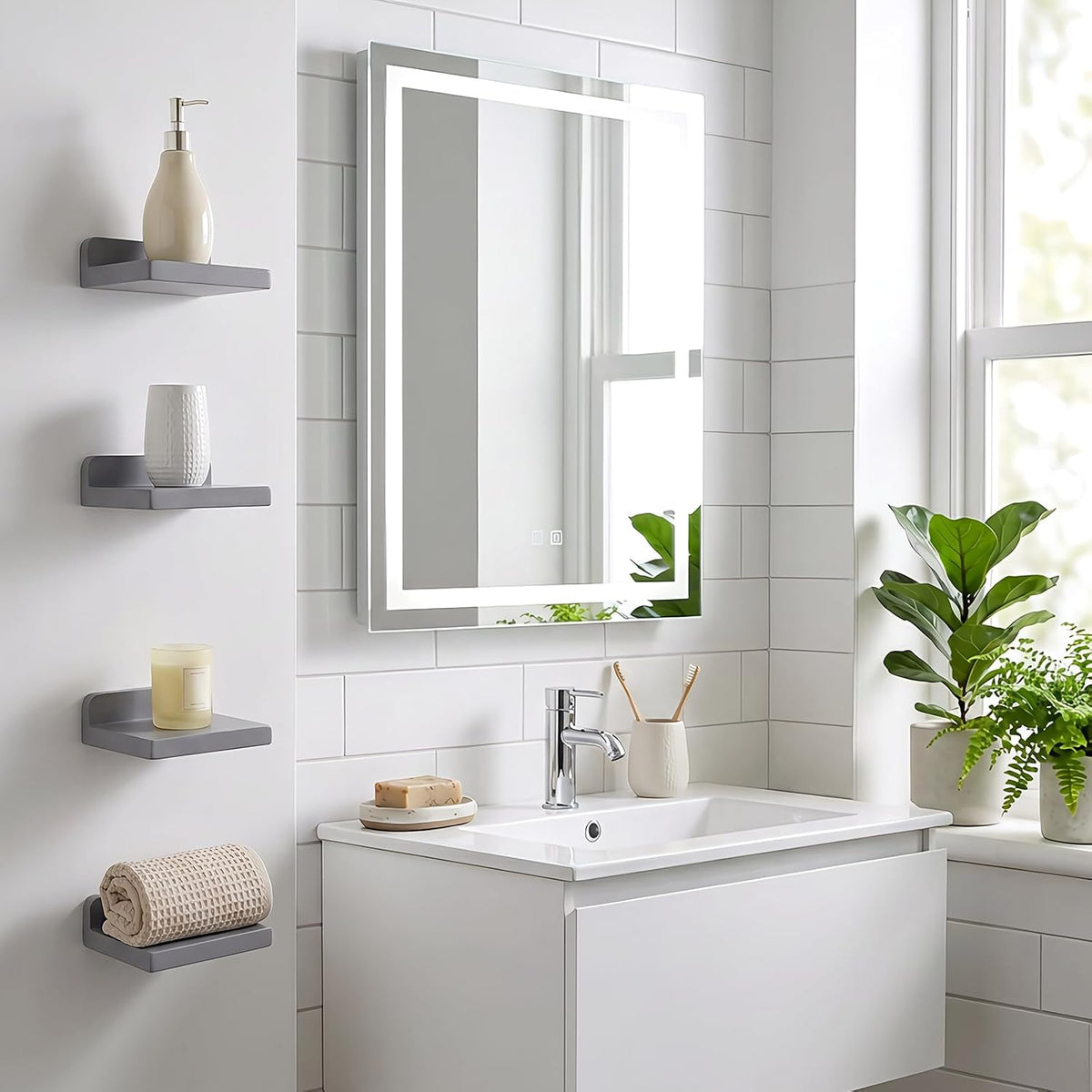 Fixwal Small Floating Shelves for Wall Decor (Grey, Set of 4, 5 Inch)