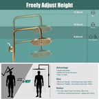 Heyalan Exposed Shower System, 8 Inch Rain Head, Handheld,Antique Brass