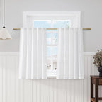 Nanspring Farmhouse Rustic White Linen Curtains 45 Inch Length Semi-Sheer Back by Nanspring
