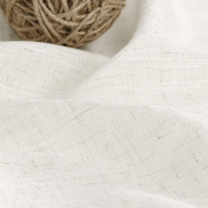 Nanspring Cream Cafe Curtains 45 Inch Length Set 2 Panel Back Tab Pocket Semi - Image 5