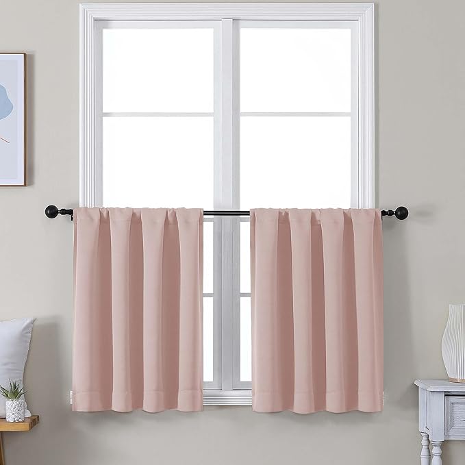 Simplebrand Ava Blush Short 24 Inches Blackout Curtain 2 Panels Set, Half by Simplebrand