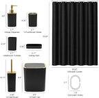 19PCS Bathroom Accessories Set, Black and Gold Bathroom Set for Modern Home