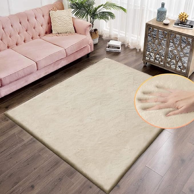 ORINOVA 5x8 Area Rug Light Brown Beige Plush Shaggy Rugs by ORINOVA