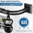 Black Curtain Rods for Windows 28-48Inch Heavy Duty French Return Rod, Wrap Around Blackout Curtain Rods, Adjustable Room Darkening Drapery Rod for Bedroom, Living Room, Sliding Door & Outdoor Patio