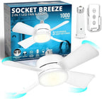 Bell+Howell Socket Breeze Light 5-Speed Deluxe LED – Ceiling Fans with Lights and Remote Control – For Bedroom, Kitchen, Living Room,1000 Lumens / 5000 Kelvins As Seen On TV