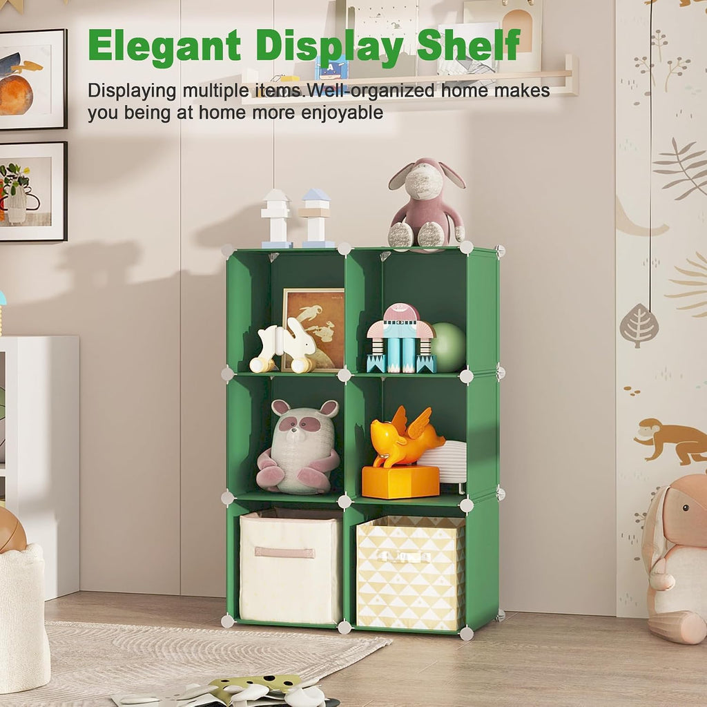 C&AHOME 6-Cube Storage Organizer Cube Shelf Closet Storage Bookcase, Green