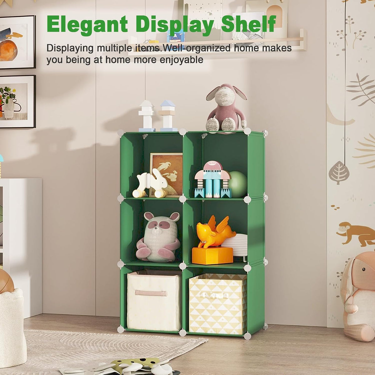 C&AHOME 6-Cube Storage Organizer Cube Shelf Closet Storage Bookcase, Green