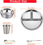 5 Pack Stainless Steel Dinnerware Set, Camping Plates Cups and Bowls Set