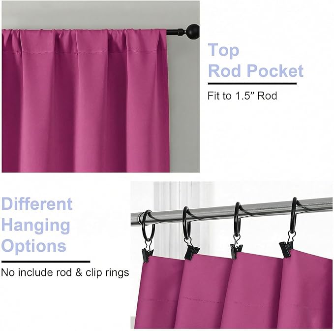 Simplebrand Ava Hot Pink Blackout Curtains - Image 4