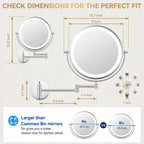 Auxmir 9″ 5000mAh 1X/30X Wall Mounted Lighted Magnifying Makeup Mirror