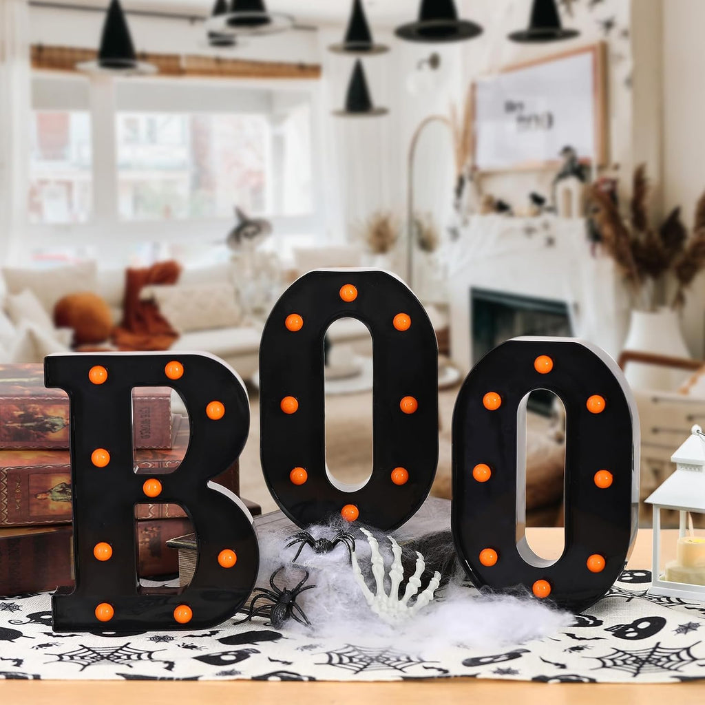 Halloween Decorations-3 Marquee Light up Letters "BOO" Decorative Sign