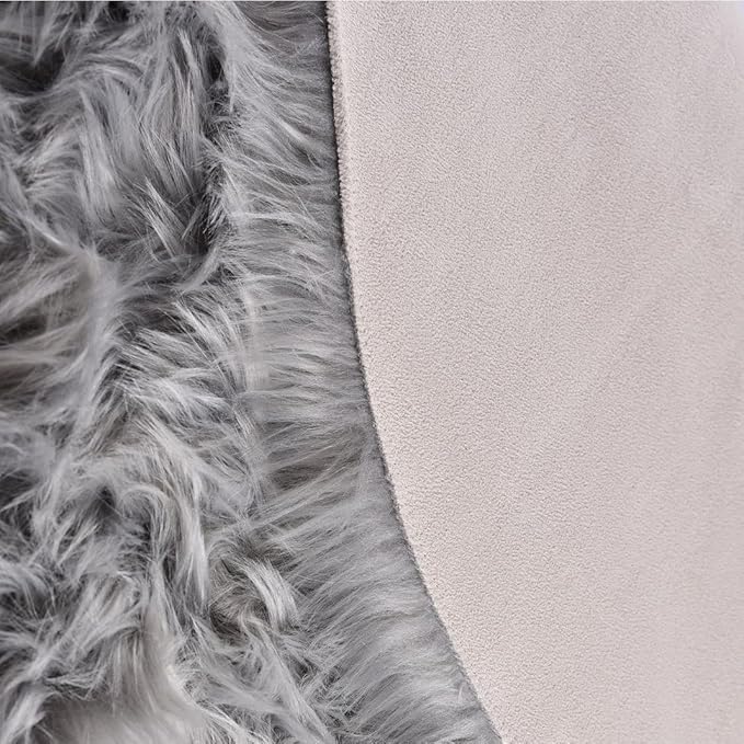 ORINOVA Silver Grey Plush Faux Sheepskin Fur Area Rugs - Image 7