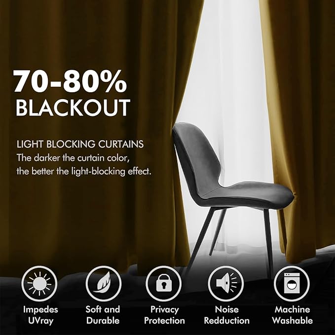 MIULEE 90 Inches Velvet Curtains Gold Elegant Grommet Curtains Fall Thermal - Image 4