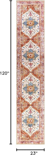 Yamaziot Washable Runner Rug, 2x10 Non-Slip Boho Vintage Hallway Rug Runner - Image 2