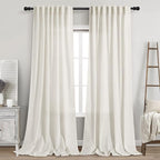 2 Panels Set Cream Linen Curtains 108 inches Long by Nanspring