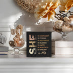 Black Gold She Is Me Wooden Box Sign Desk Decor, Inspirational Decorative Signs Decor for Office Bedroom, Postive Affirmations Home Shelf Desk Decor, Inspirational Desk Decor 5x5 Inch