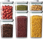 Pop Airtight Food Storage Containers with Lids Stackable Containers for Kitchen Pantry Organization Ideal for Cereal Snacks Flour Sugar Coffee and Spaghetti (gray, 6 pcs)