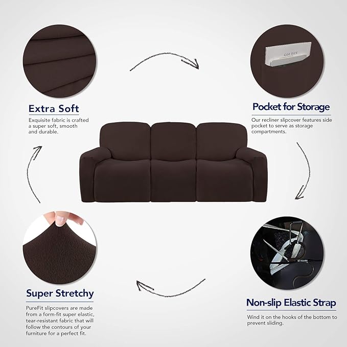PureFit Super Stretch 3 Seats Recliner Chair Sofa Couch Cover - Image 3