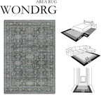 9x12 Washable Area Rug for Living Room Bedroom Vintage Black Grey Non Slip - Image 2
