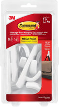 Command Large White Hooks, 14 Hooks, 16 Strips