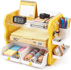 COMIX 3-Tier Paper Organizer Letter Tray, File Organizer for Desk, Yellow