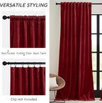 RYB HOME Red Velvet Curtains 84 inches - Image 2