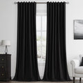 Guken Black 100% Blackout Linen Curtains 102 Inch Length 2 Panels Set by Guken