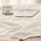 Bedsure GentleSoft Fleece Throw XL Blanket Cream - Image 3