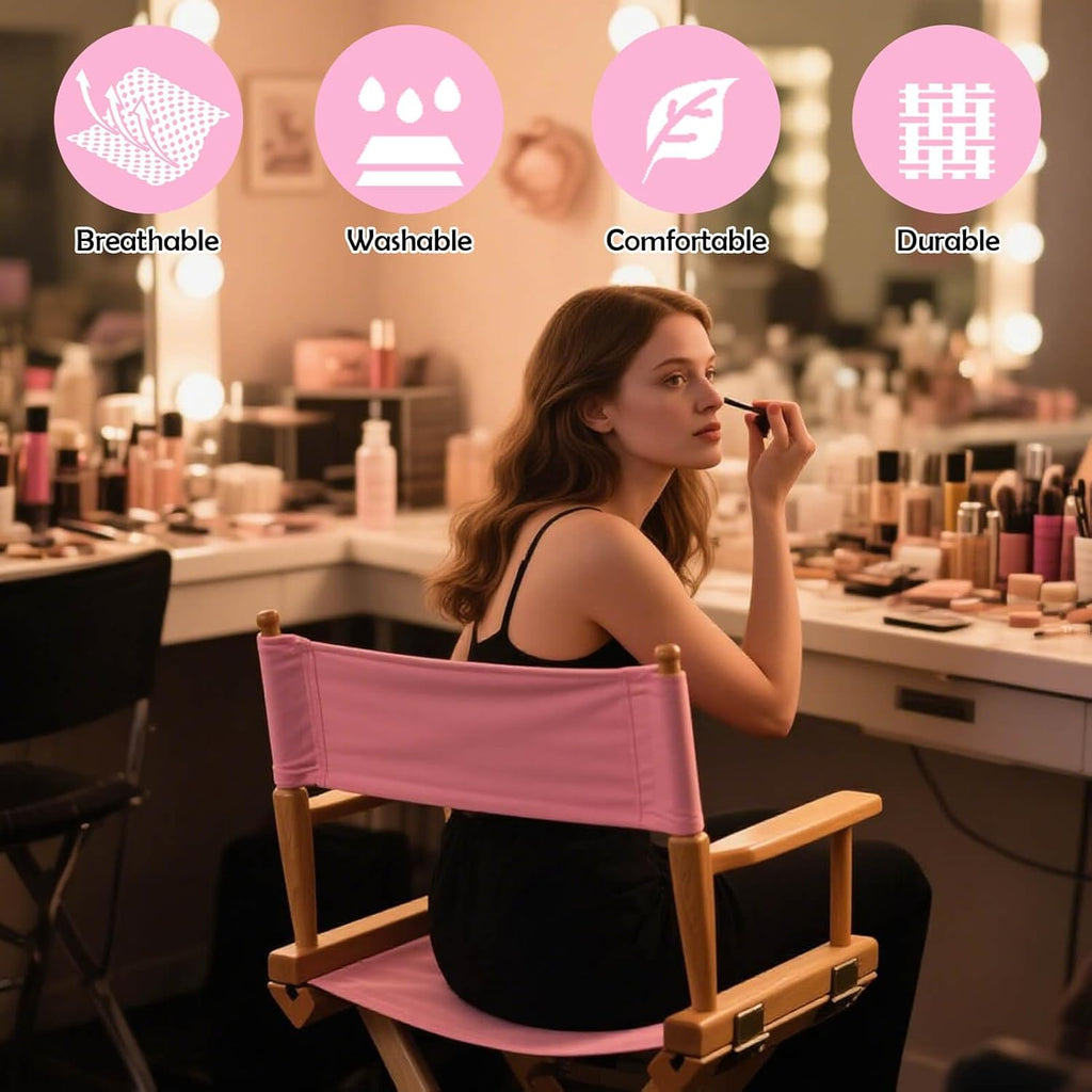 STAY GENT Director's Chair Canvas Replacement Kit 21"L x 8"W - 21"L x 16.5"W Replacement Canvas Durable Cotton Canvas Seat & Back Covers for Home,Model Artist,Makeup,Show Dressing Room, 1 Set Pink