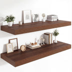 Heimlove 48 x 12 Deep Floating Shelves Wall Mounted Set of 2 Walnut