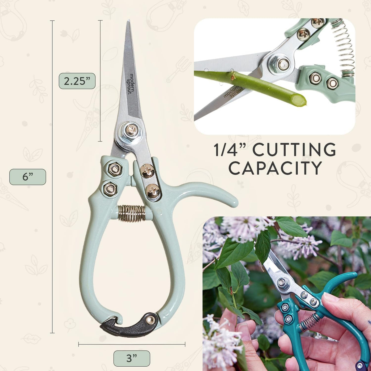 Modern Sprout Pruning Shears with Gray Holster Sheath Set