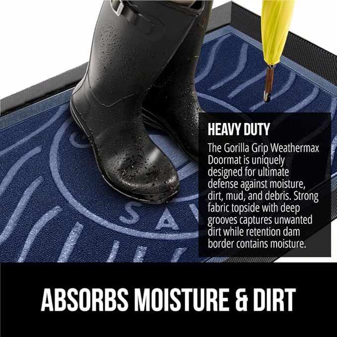 GORILLA GRIP 100% Waterproof All-Season WeatherMAX Doormat US Designed Natural - Image 4
