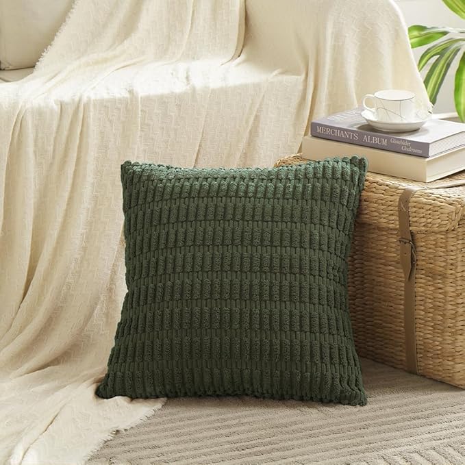 Fancy Homi 4 Packs Boho Olive Green Decorative Throw Pillow Covers 16x16 Inch - Image 2