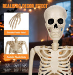 3PC 35.4" Halloween Skeleton with Dog, Posable Skeleton with Full Body Movable Joints for Halloween Decor, Well Made Hanging Plastic Skeleton for Indoor Outdoor Yard, Patio,Front Porch