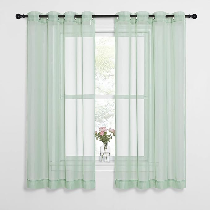NICETOWN Sheer Curtains for Bedroom Windows, Grommet Top Voile Sheer Country by NICETOWN
