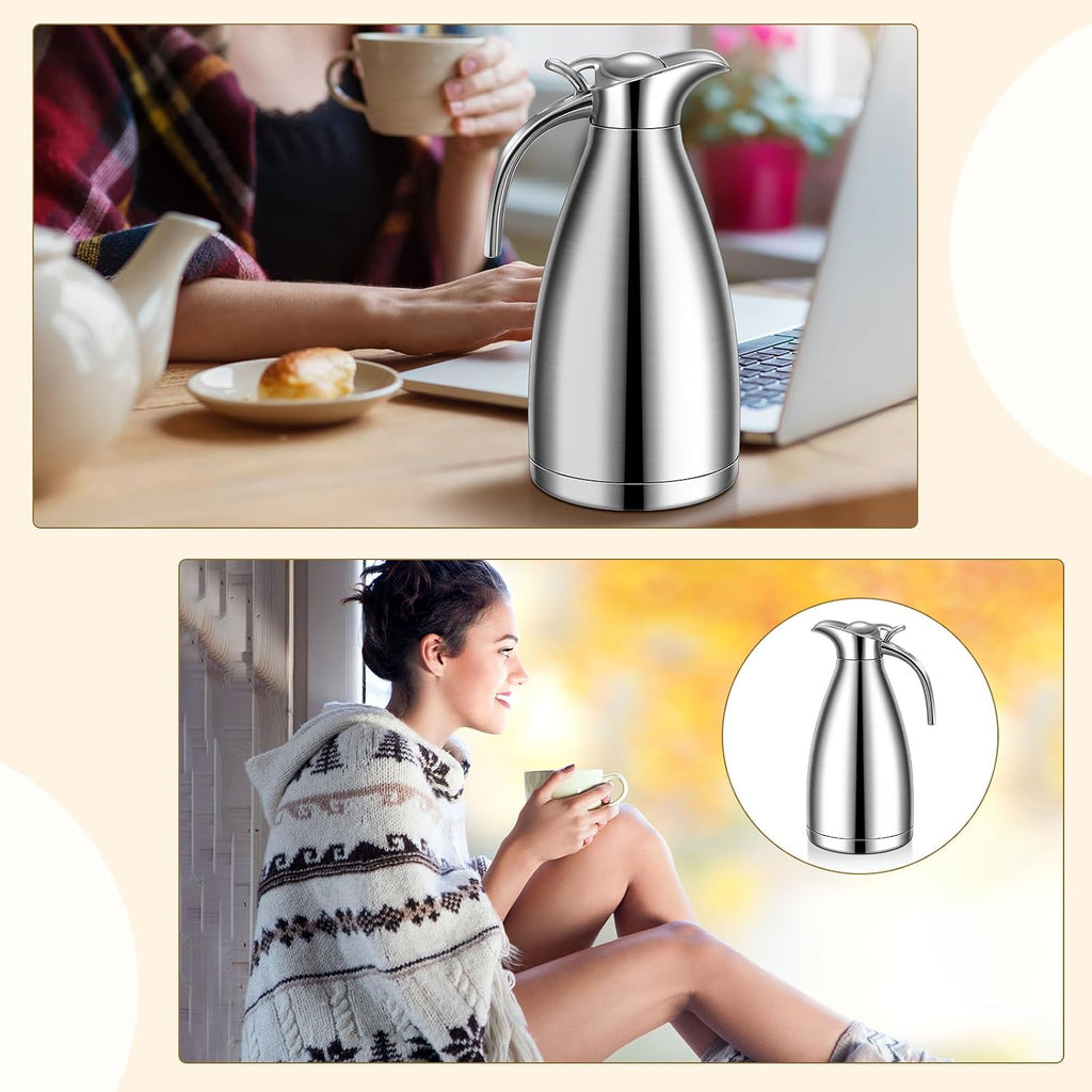 Uiifan 2 Pcs 68oz Thermal Coffee Carafe for Keeping Hot/Cold