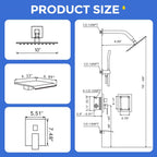 Wall Mount 3-Function Tub Shower Faucet Set, Matte Black
