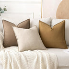 MIULEE Decorative Linen Euro Sham Pillow Covers 28x28 Inch Khaki Boho Farmhouse - Image 4